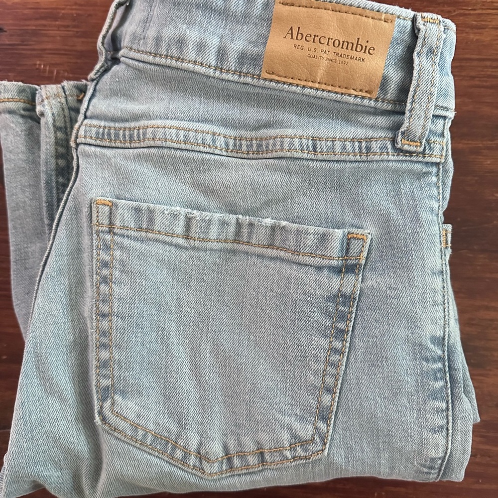 Abercrombie Kids Lightly Distressed High Rise Wide Jeans